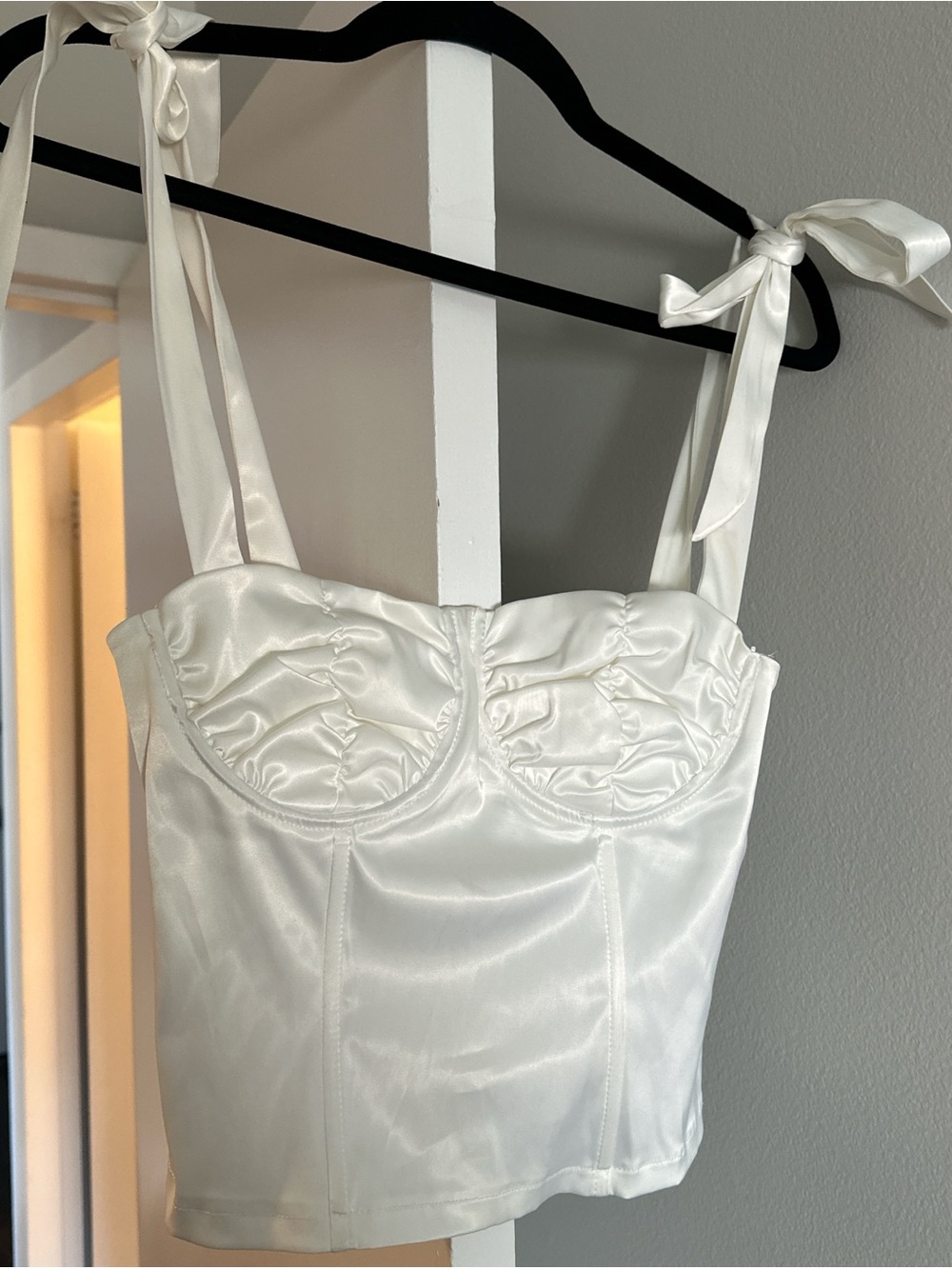 White Satin Tie-Strap corset